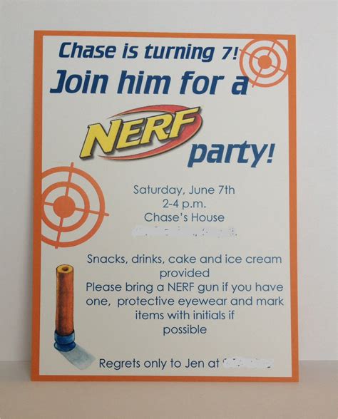 Nerf Invitation Template Free